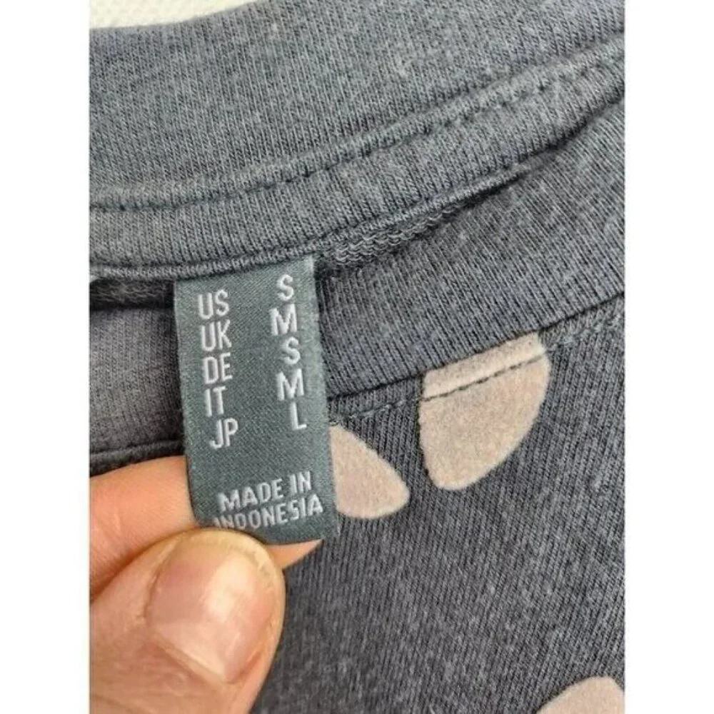 AnyBody Womens Sweatshirt Small Gray‎ Tan French Terry Animal Print Loungewear